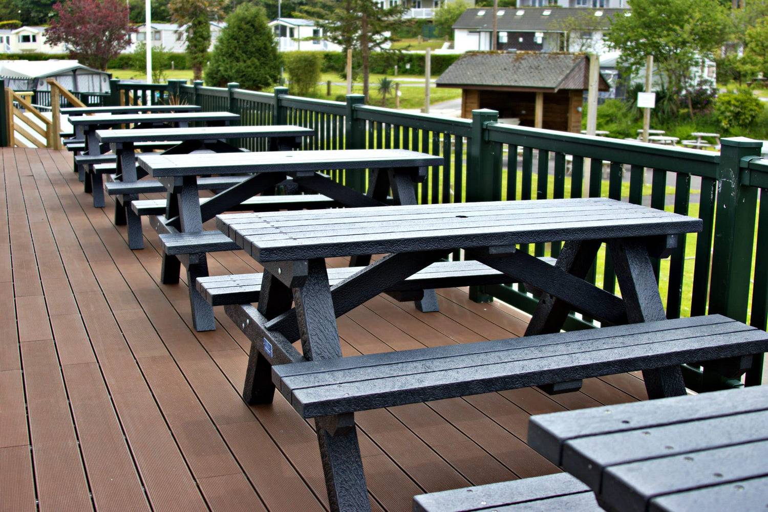 Sustainable recycled plastic picnic bench by DCW Polymers durable long-lasting