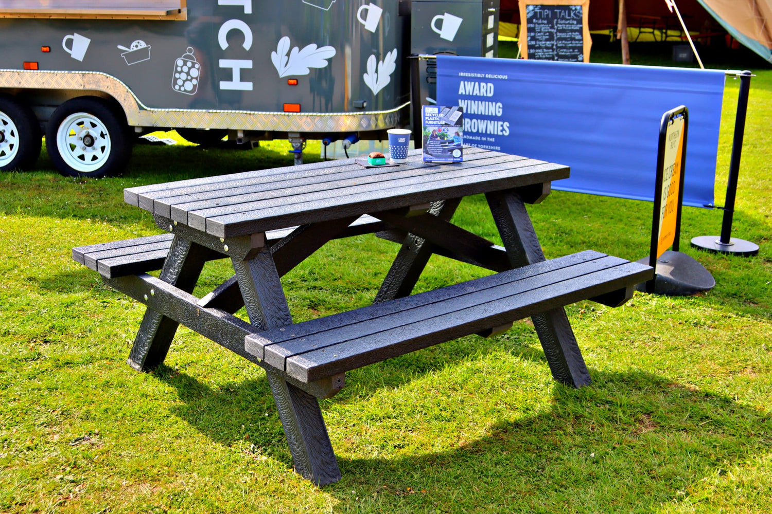 Sustainable recycled plastic Plymouth picnic bench by DCW Polymers durable long-lasting