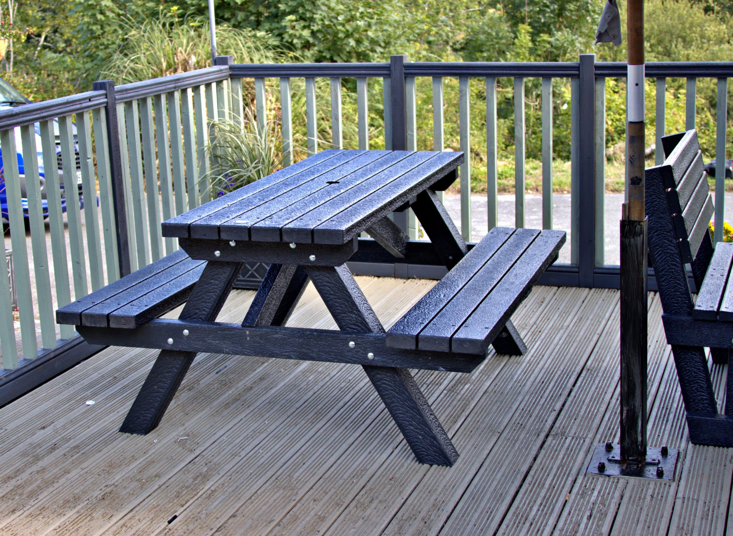 Sustainable recycled plastic Plymouth picnic bench by DCW Polymers durable long-lasting