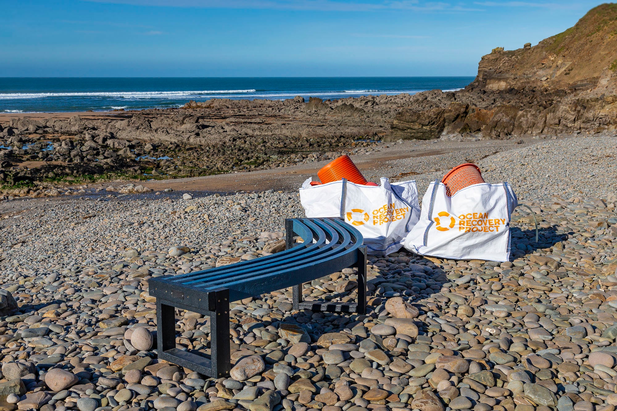 Recycled plastic sustainable Atlantic bench in partnership with Ocean Recovery Project