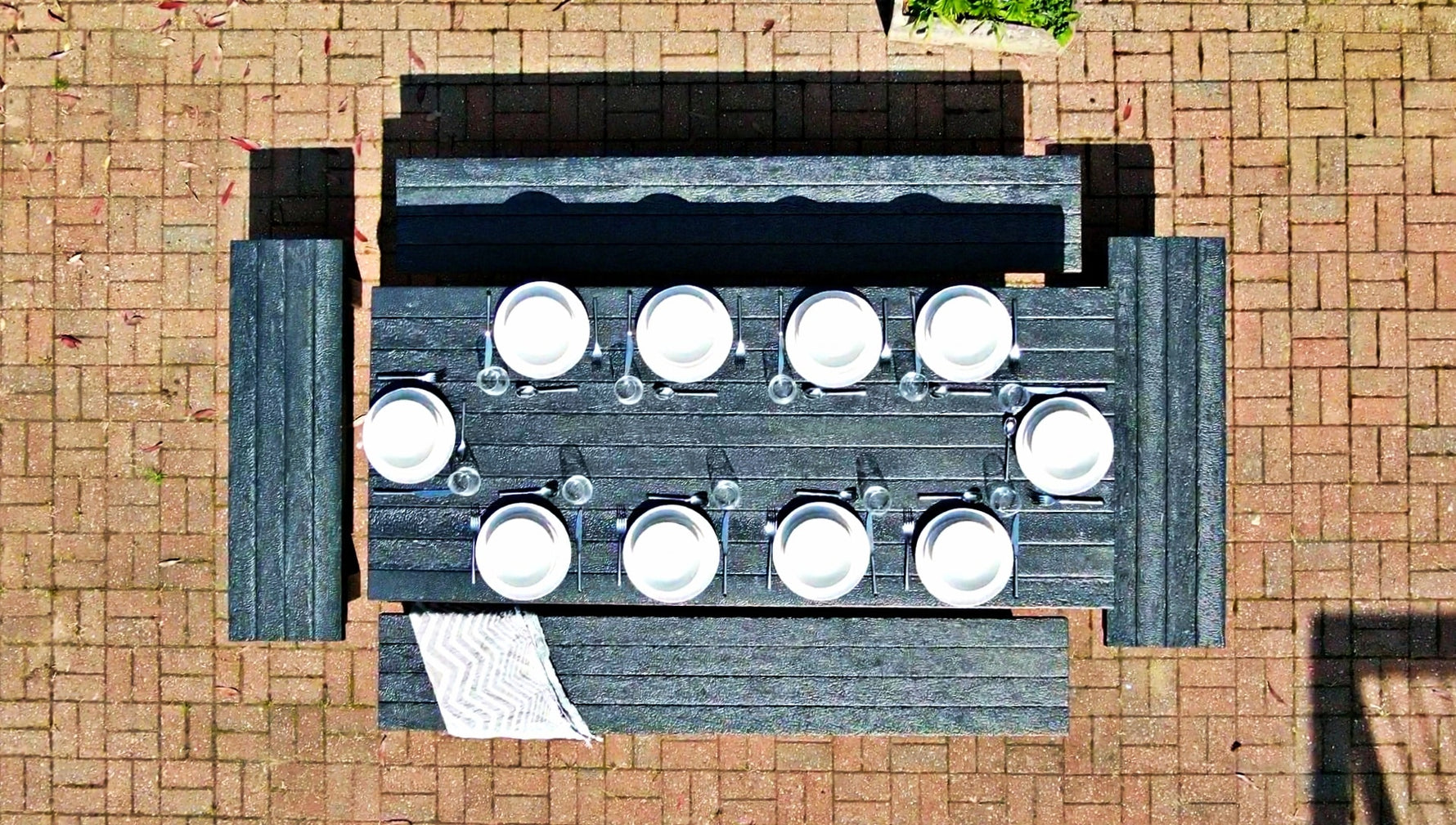 Padstow large luxury outdoor dining set handmade from recycled plastic, sustainable and durable