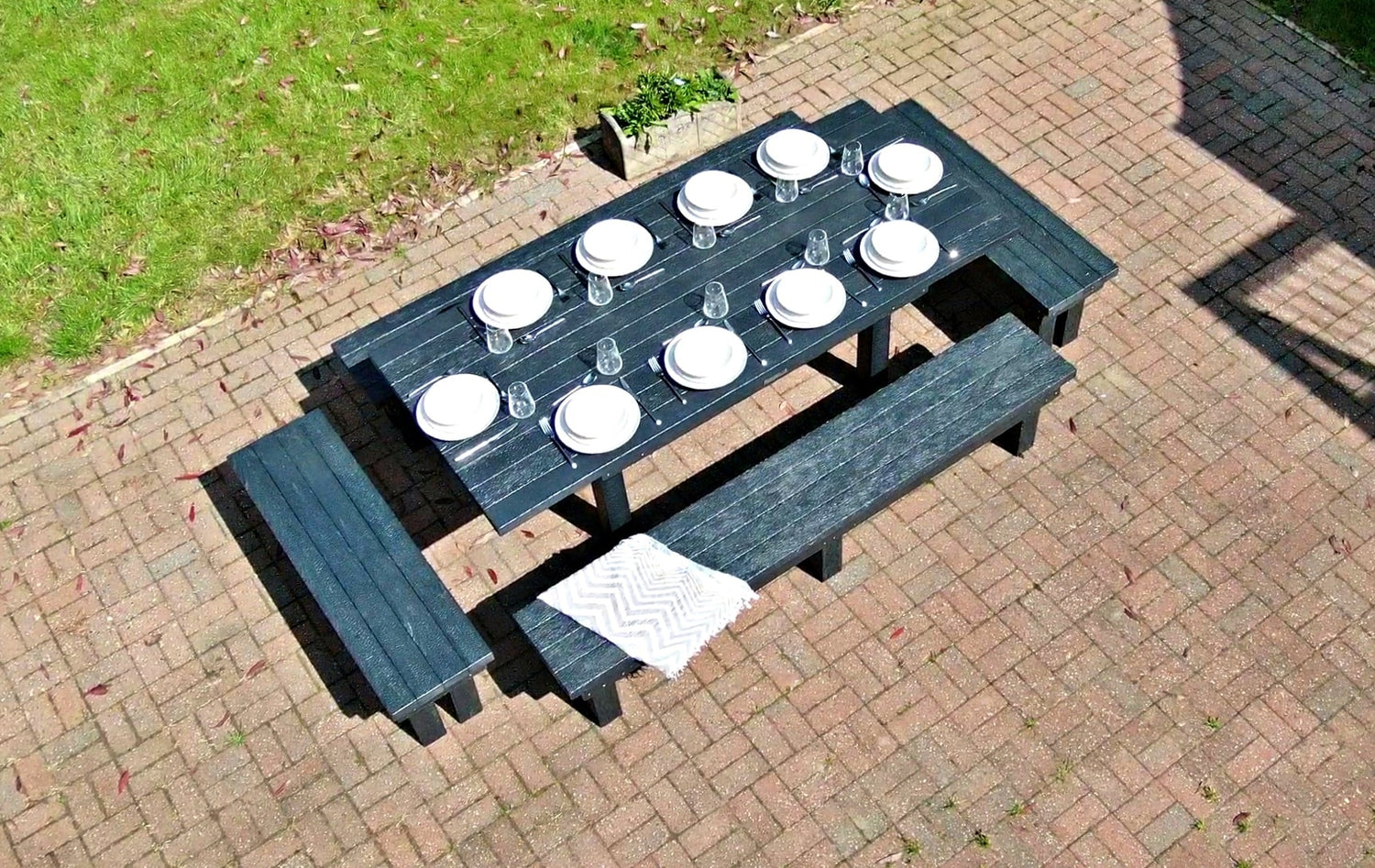 Padstow large luxury outdoor dining set handmade from recycled plastic, sustainable and durable