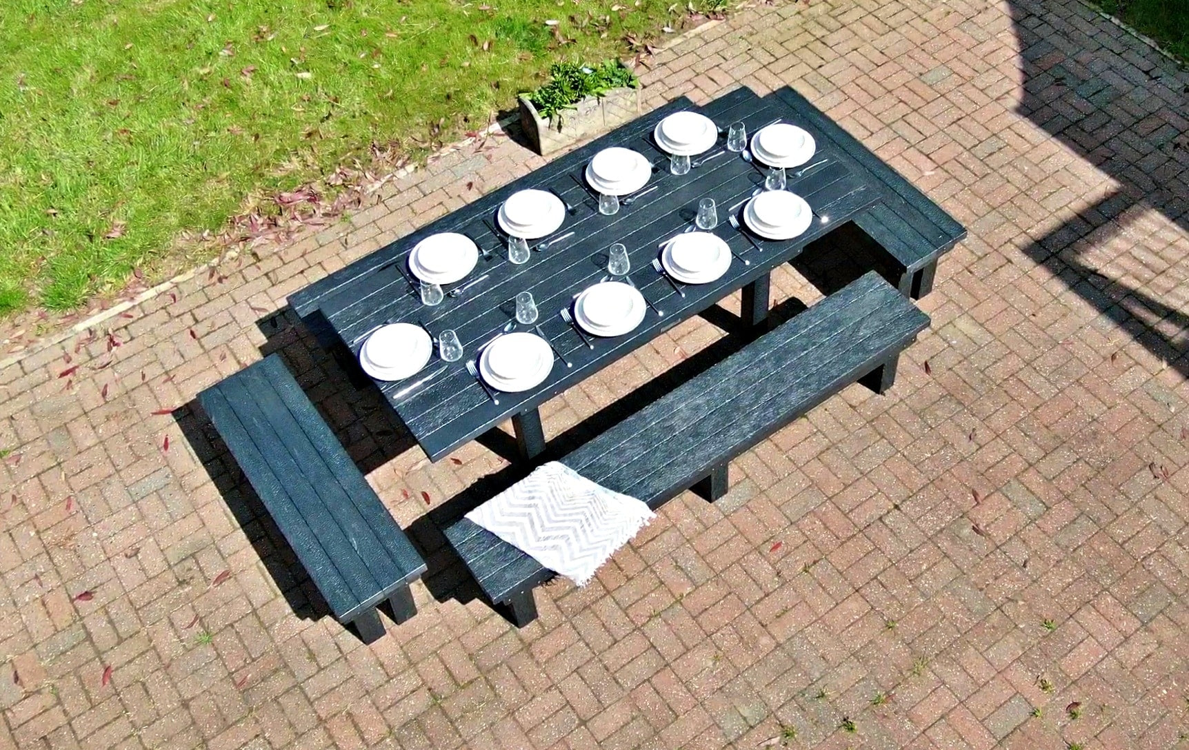 Padstow large luxury outdoor dining set handmade from recycled plastic, sustainable and durable