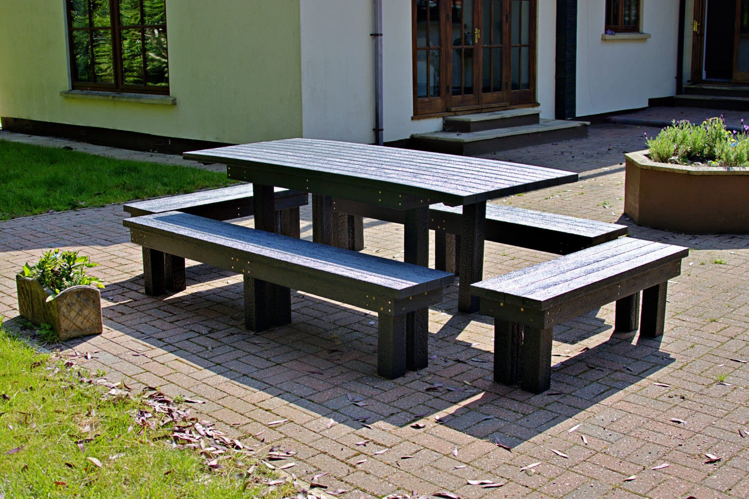 Padstow large luxury outdoor dining set handmade from recycled plastic, sustainable and durable