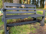4" x 3" Rectangular solid brass engraved nameplate. Personalised engraved memorial plaque on our 100% recycled plastic falmouth park memorial bench